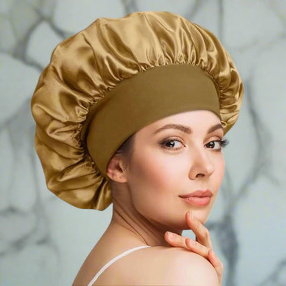 Bonnet en satin cheveux bouclés - Charlotte™ doré - Ma Couronne Curly