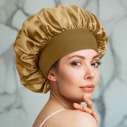 Bonnet en satin cheveux bouclés - Charlotte™ doré - Ma Couronne Curly
