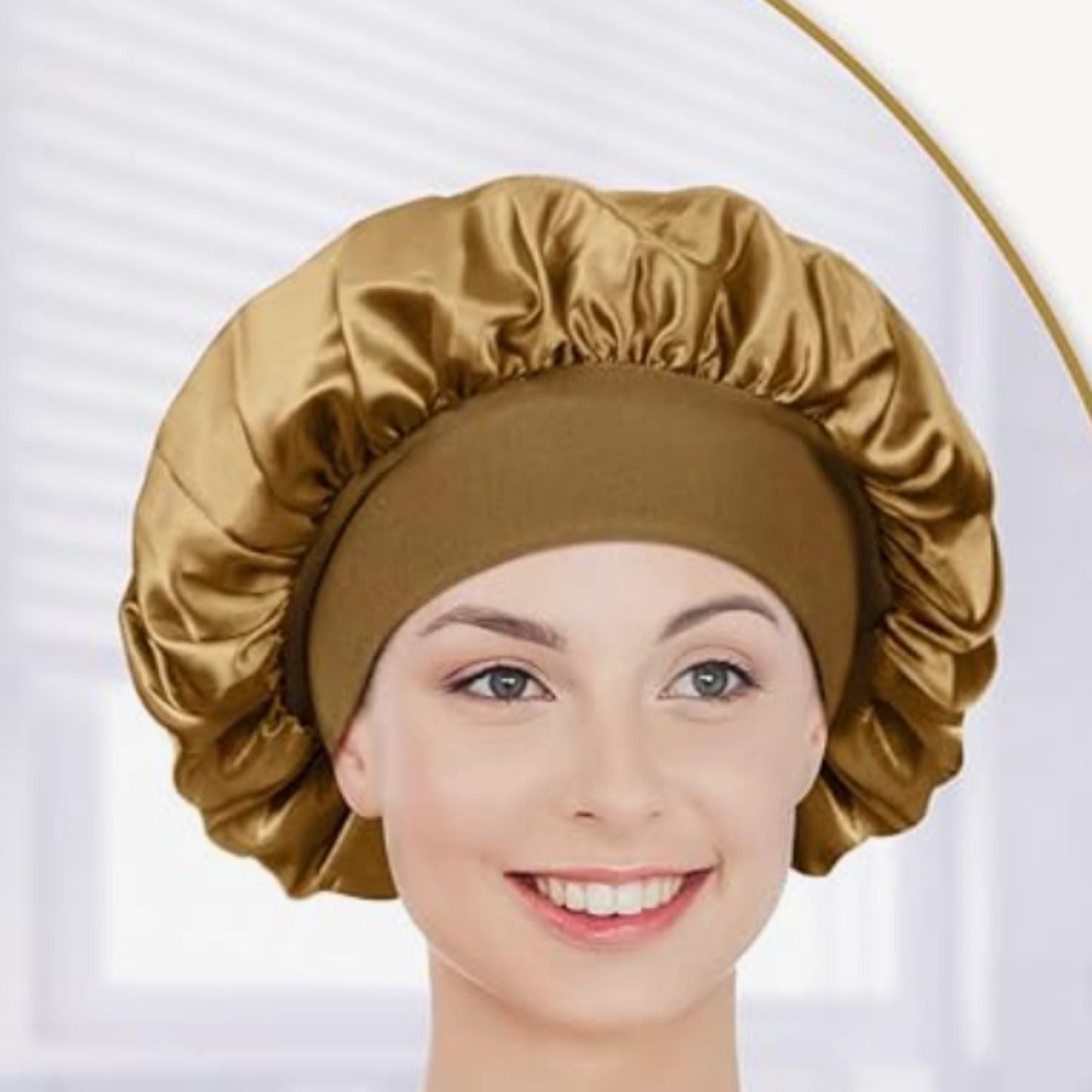 Bonnet en satin cheveux bouclés - Charlotte™ doré - Ma Couronne Curly