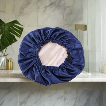 Bonnet en satin cheveux - Elastique™ bleu marine - Ma Couronne Curly