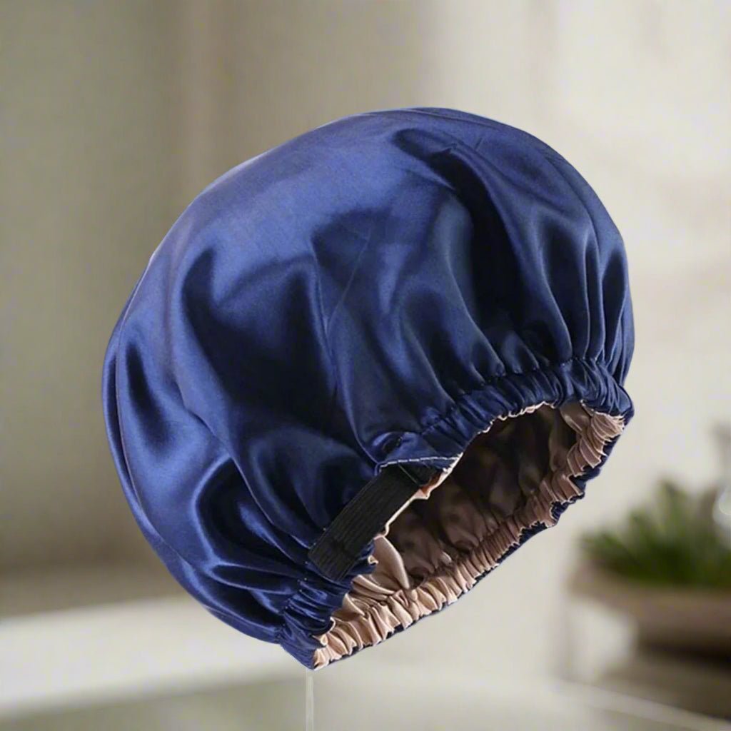 Bonnet en satin cheveux - Elastique™ bleu marine - Ma Couronne Curly