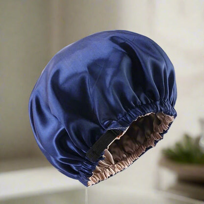 Bonnet en satin cheveux - Elastique™ bleu marine - Ma Couronne Curly