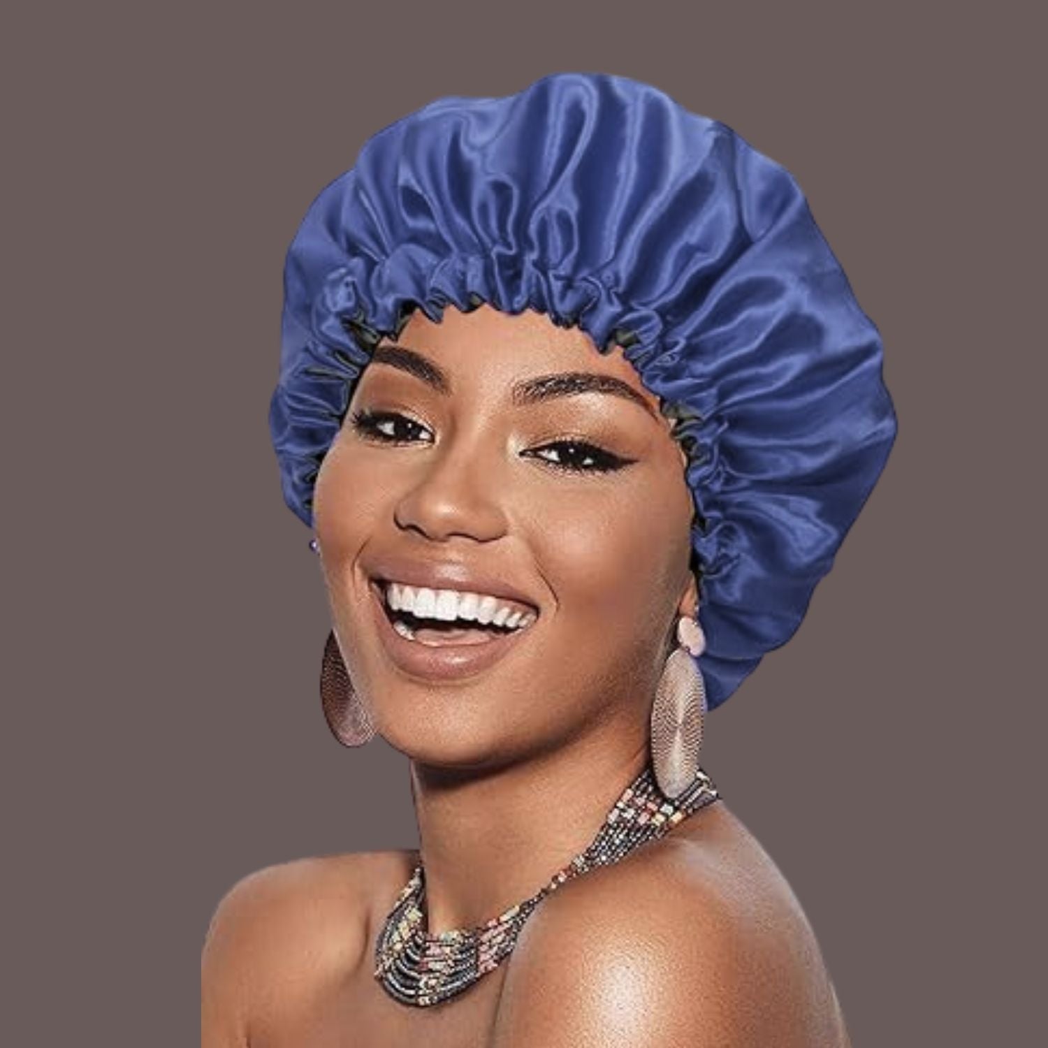 Bonnet en satin cheveux - Elastique™ bleu marine - Ma Couronne Curly