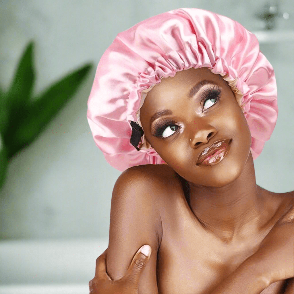 Bonnet en satin cheveux - Elastique™ rose - Ma Couronne Curly