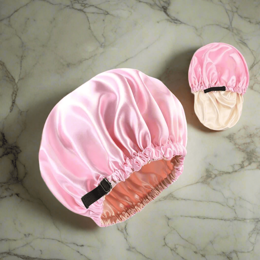 Bonnet en satin cheveux - Elastique™ rose - Ma Couronne Curly