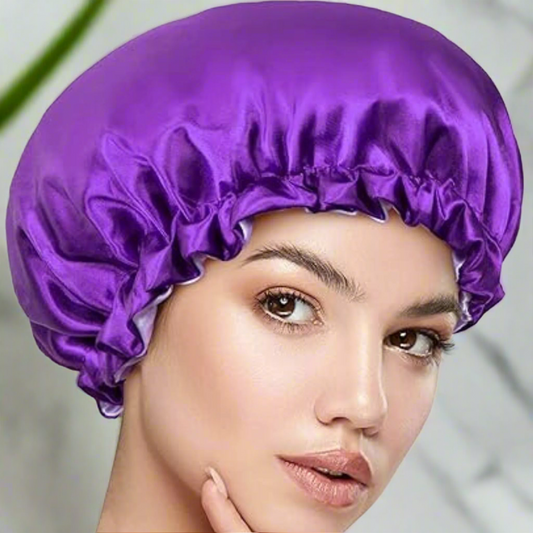 bonnet-en-satin-violet-cheveux