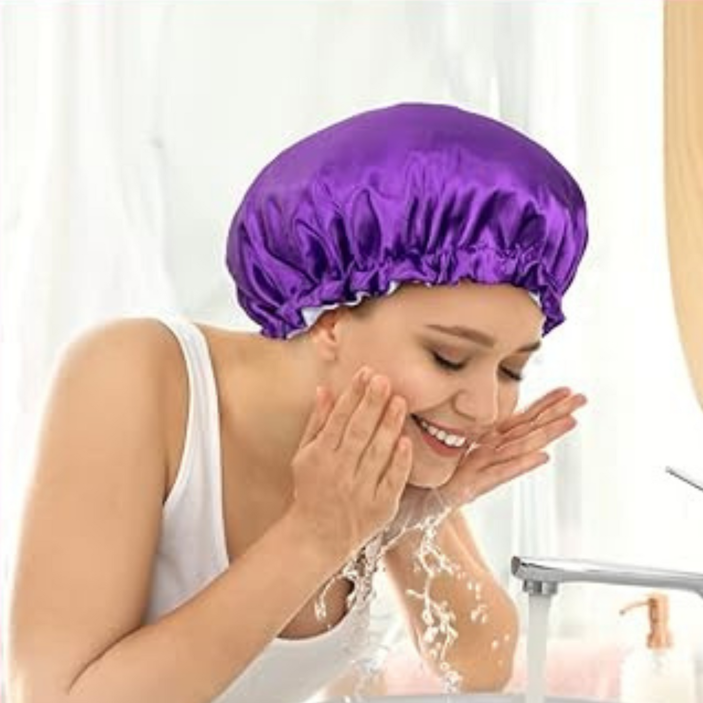 bonnet-en-satin-violet-protection-cheveux