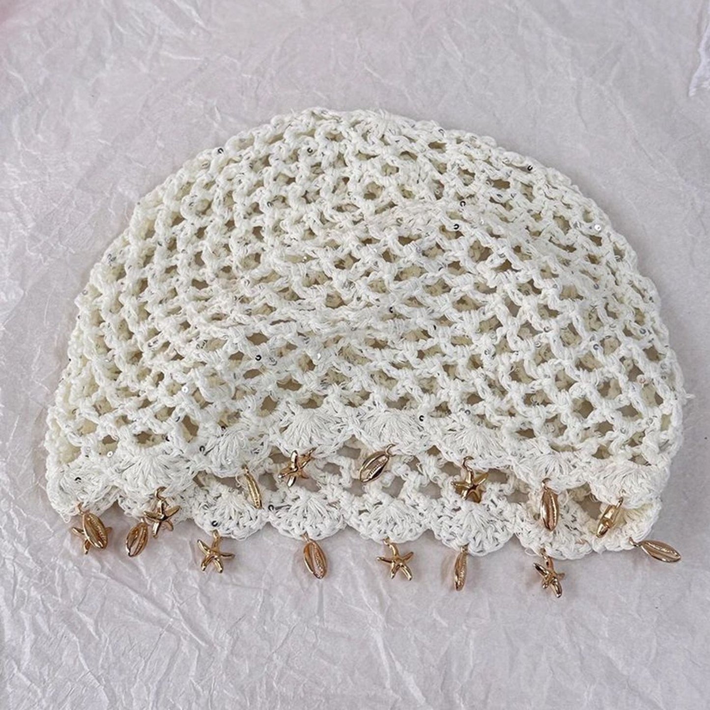 bonnet été camille blanc maille tricotée