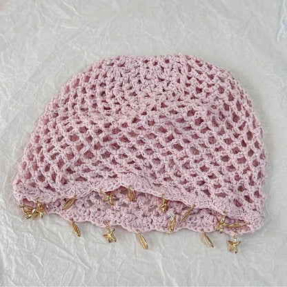 bonnet été camille rose maille tricotée