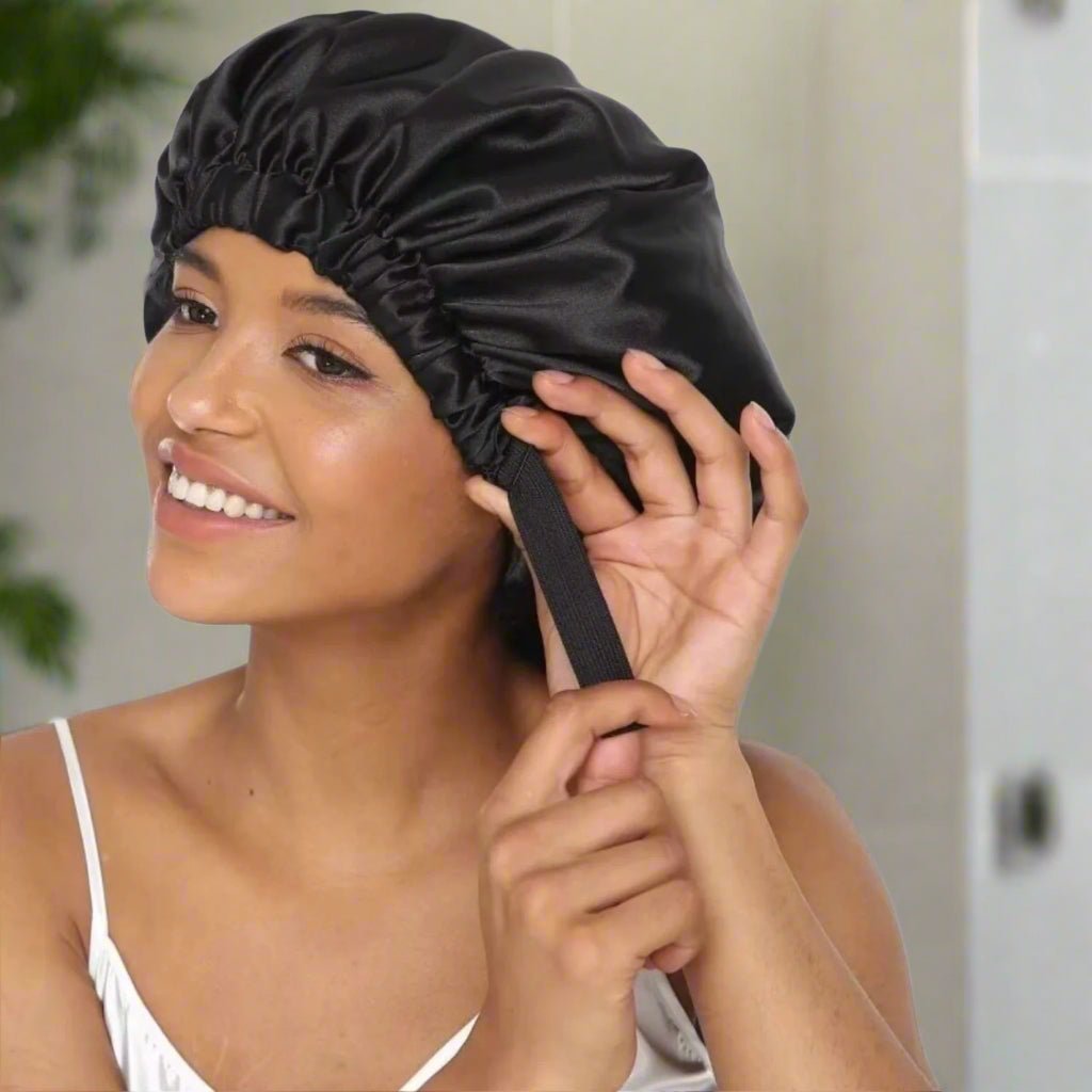 Bonnet satin cheveux - Elastique ™ noir - Ma Couronne Curly