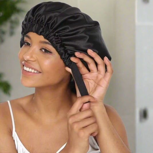 Bonnet satin cheveux - Elastique ™ noir - Ma Couronne Curly