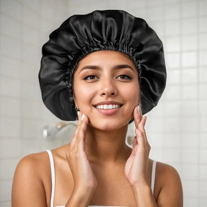 Bonnet satin cheveux - Elastique ™ noir - Ma Couronne Curly