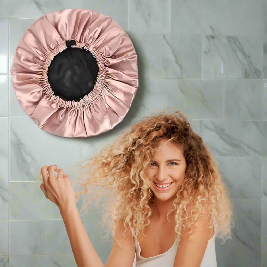 Bonnet satin cheveux - Elastique™ rose poudré - Ma Couronne Curly