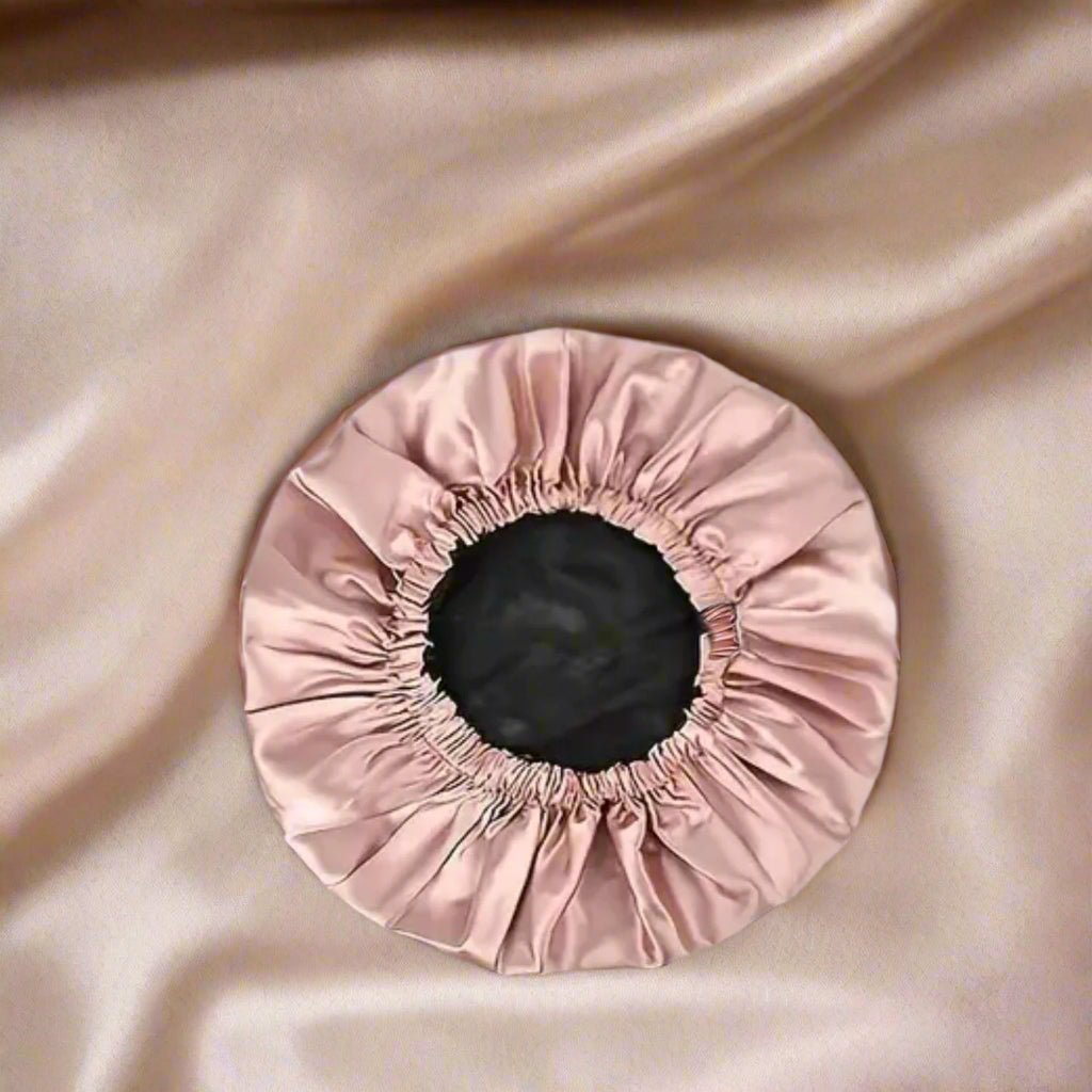 Bonnet satin cheveux - Elastique™ rose poudré - Ma Couronne Curly