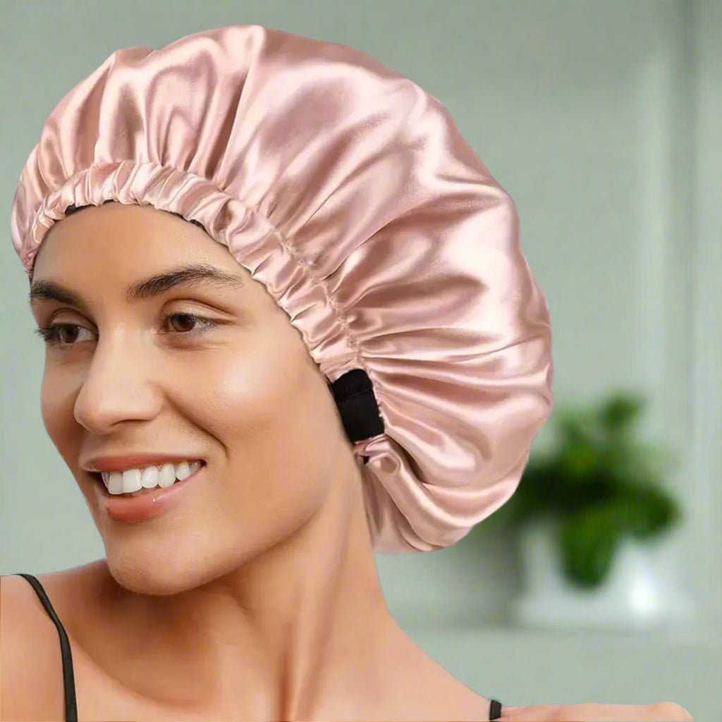 Bonnet satin cheveux - Elastique™ rose poudré - Ma Couronne Curly