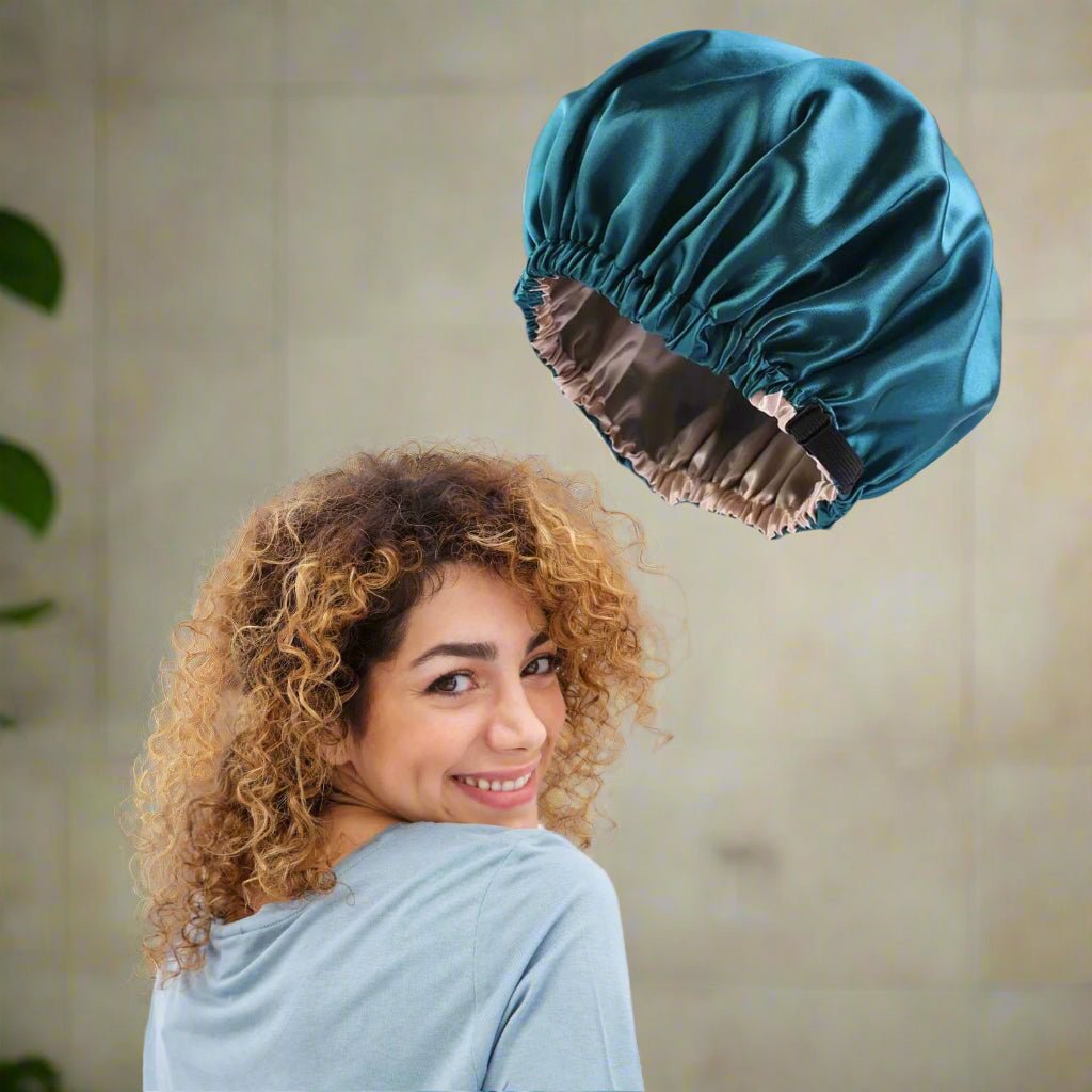 Bonnet satin - Elastique™ Bleu - Ma Couronne Curly
