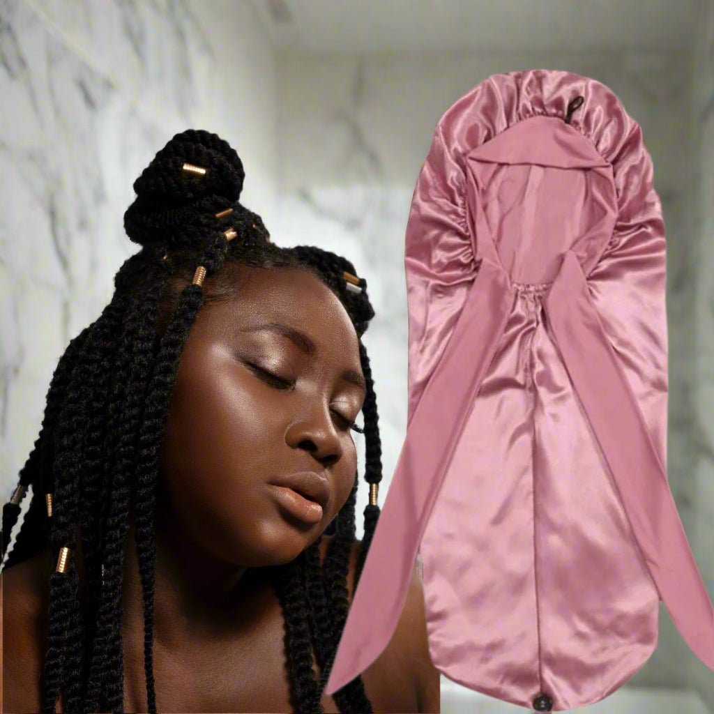 Bonnet satin - Longcheveux™ rose - Ma Couronne Curly