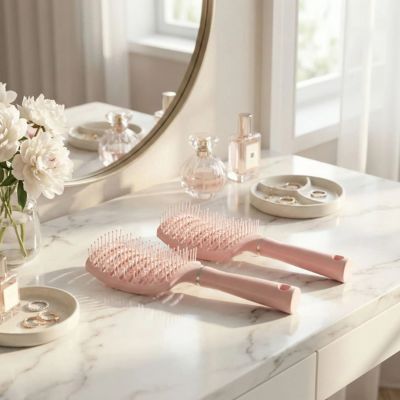 brosse à cheveux airflow rose coussin d'air