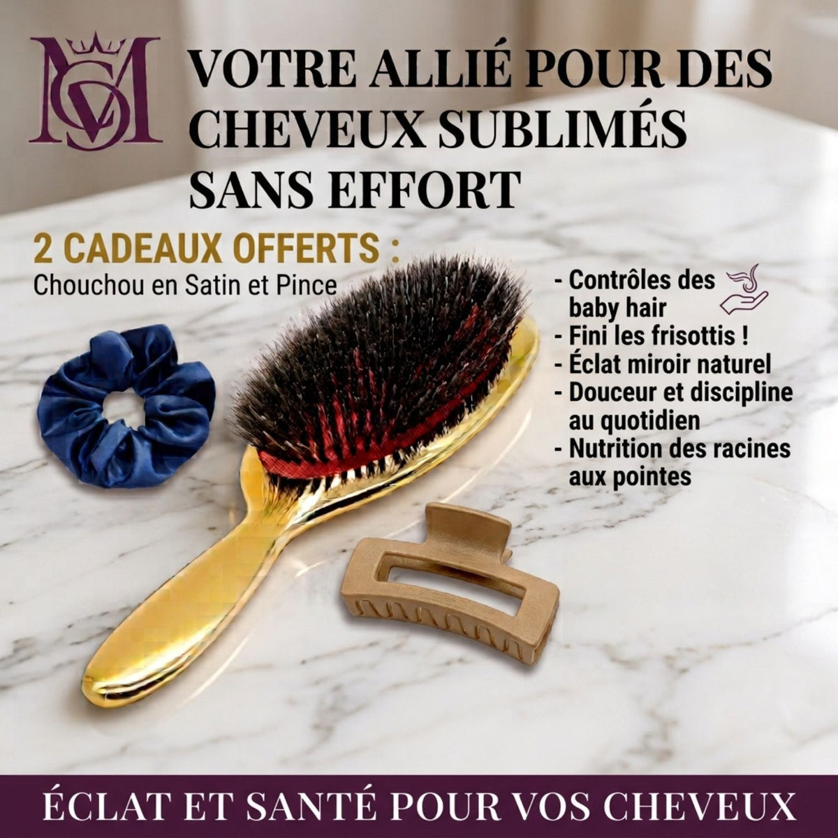 brosse keratinflow chouchou satin et pince offert