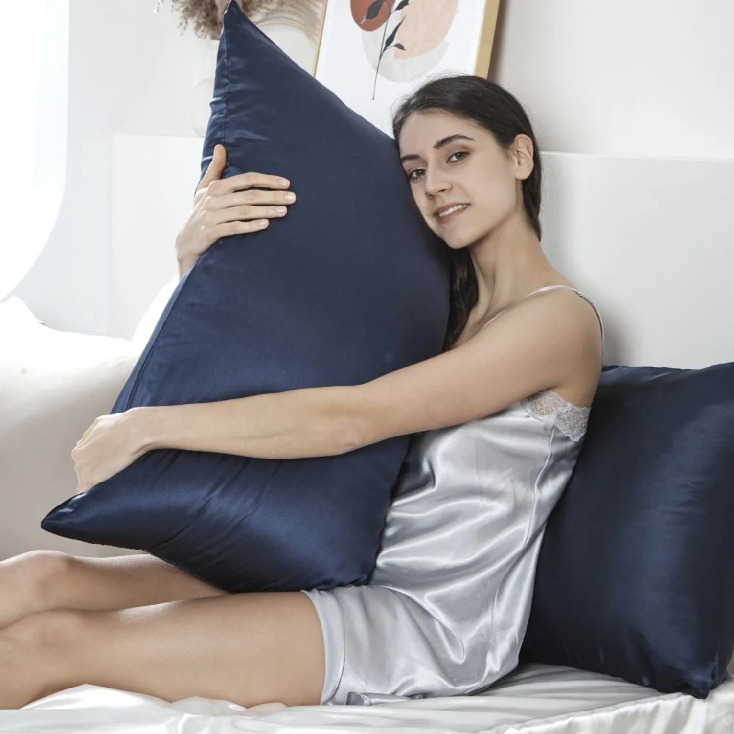 Taie d Oreiller en soie - LuxeUltime™ Bleu marine - Ma Couronne Curly