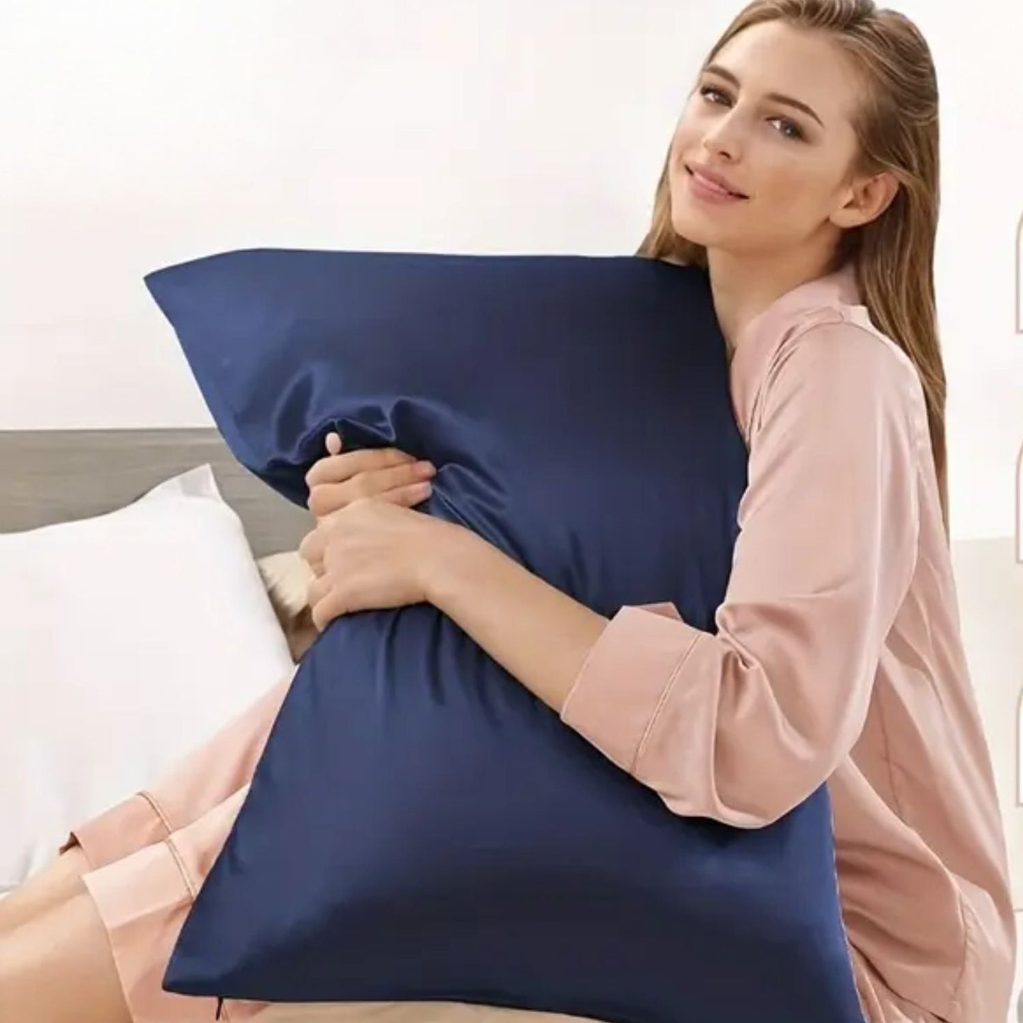 Taie d Oreiller en soie - LuxeUltime™ Bleu marine - Ma Couronne Curly