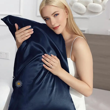 Taie d Oreiller en soie - LuxeUltime™ Bleu marine - Ma Couronne Curly