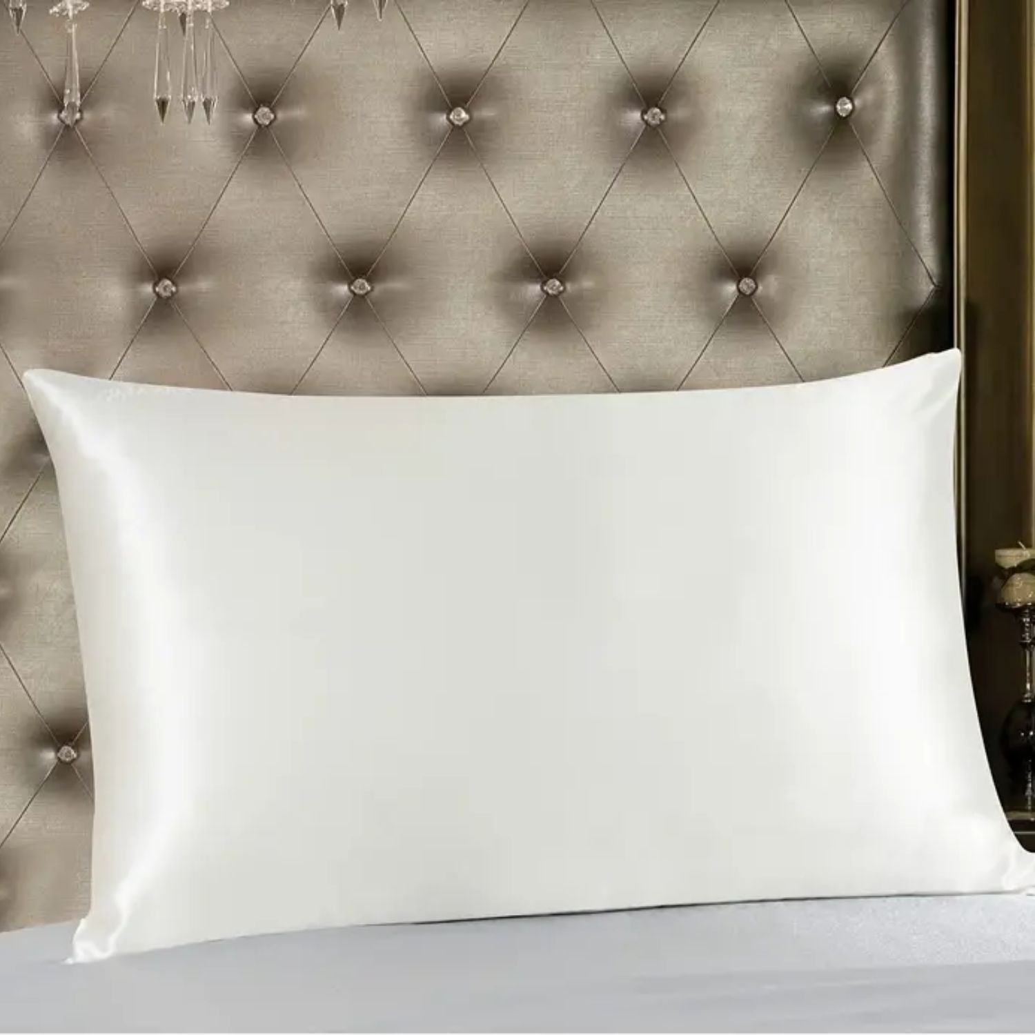 Taie d'oreiller en soie - LuxeUltime™ Blanc - Ma Couronne Curly