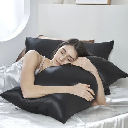 Taie d'oreiller en soie - LuxeUltime™ Noir - Ma Couronne Curly