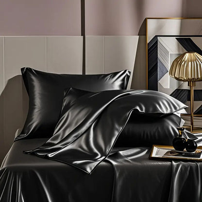 Taie d'oreiller en soie - LuxeUltime™ Noir - Ma Couronne Curly